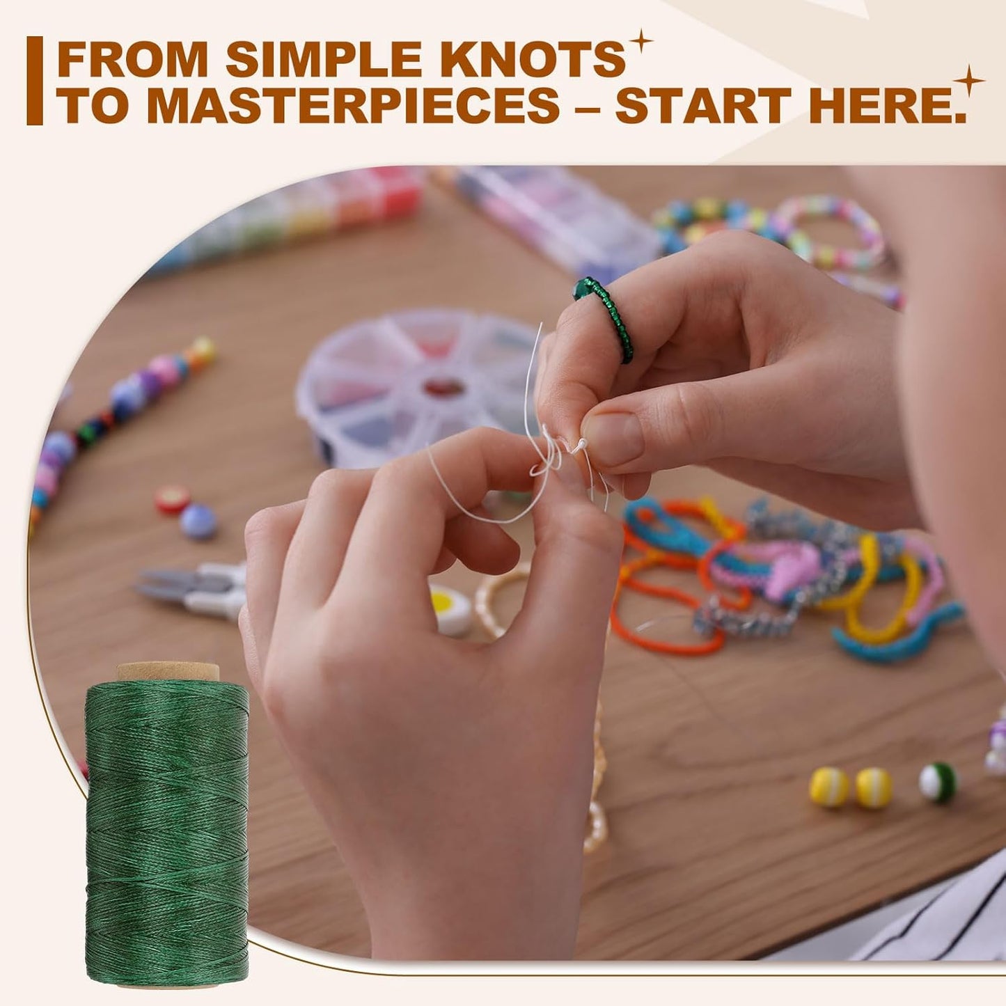 PATIKIL 284 Yard Flat Waxed Thread 150D 1mm Leather Sewing Cord for Repairing Shoes Bags Wallets Jewelry Making DIY Leather Craft, Dark Green