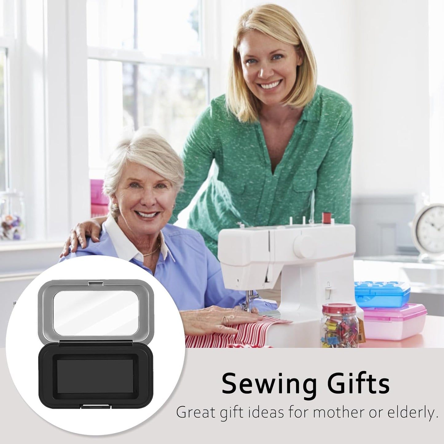 FJW Magnetic Needle Holder Case with Clear Acrylic Lid - Strong Sewing Pin Storage Case - Secure & Visible Needle Keeper for Sewing, Quilting, Crafts Small