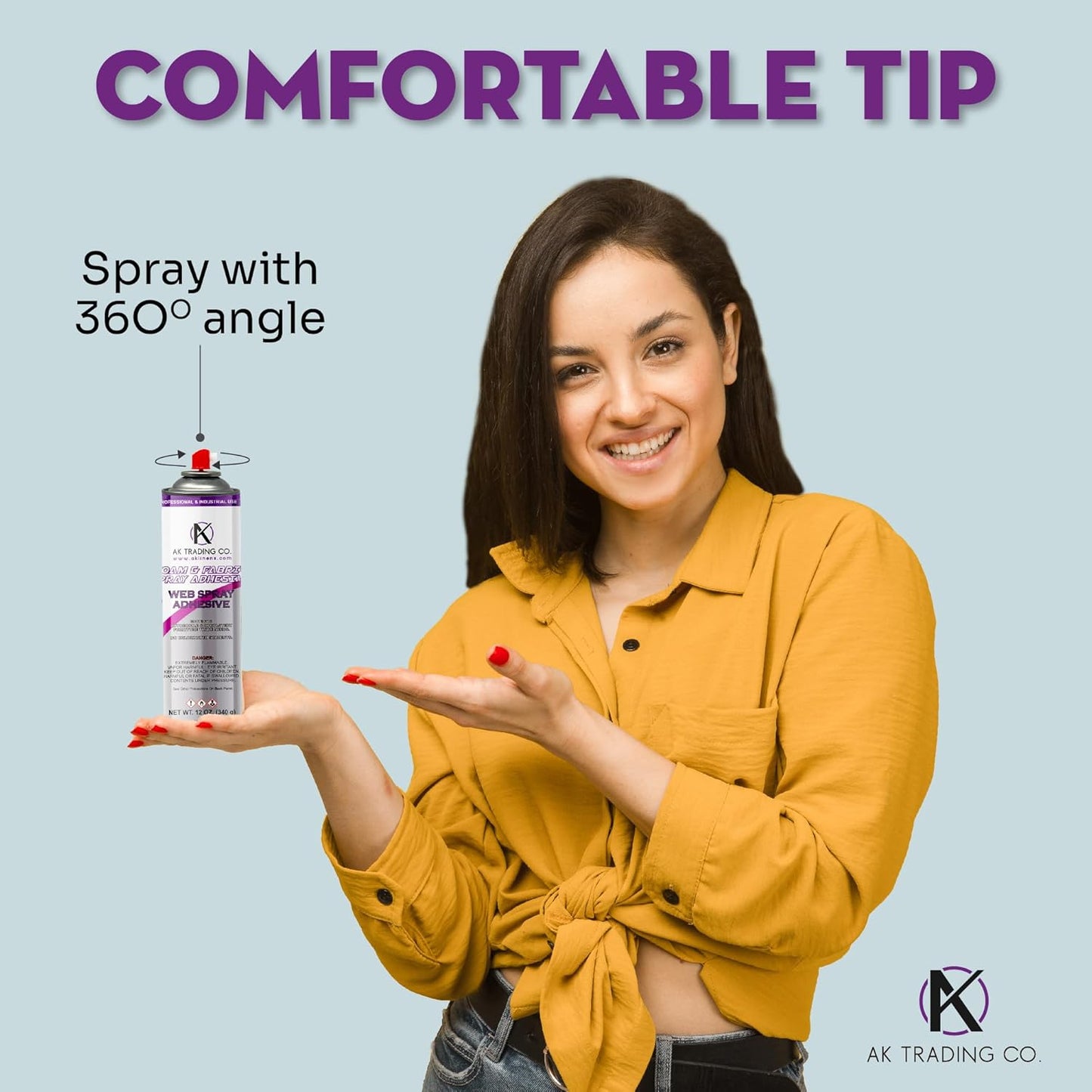 AK TRADING CO. Professional Quality Multipurpose Spray Adhesive - Wide Spray Reach, Made in USA, Temporary and Permanent Bonding - 12oz Can