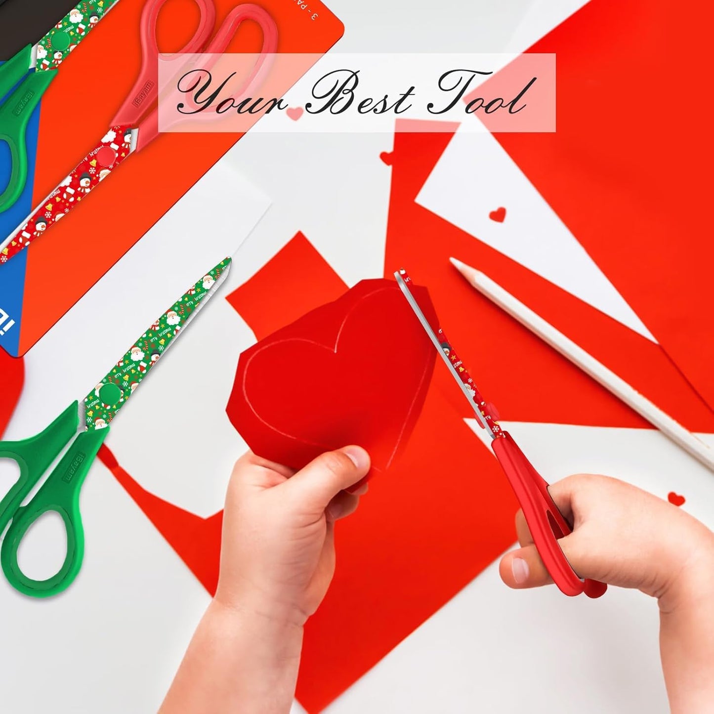 All Purpose Scissors for Construction Scrapbook Kraft Craft Paper, Gifts Wrapping Packing Paper Cutter Tool, 3 Pack Ultra Sharp 8" Thick Blade Comfort-Grip Scissors for Moving Package Supplies