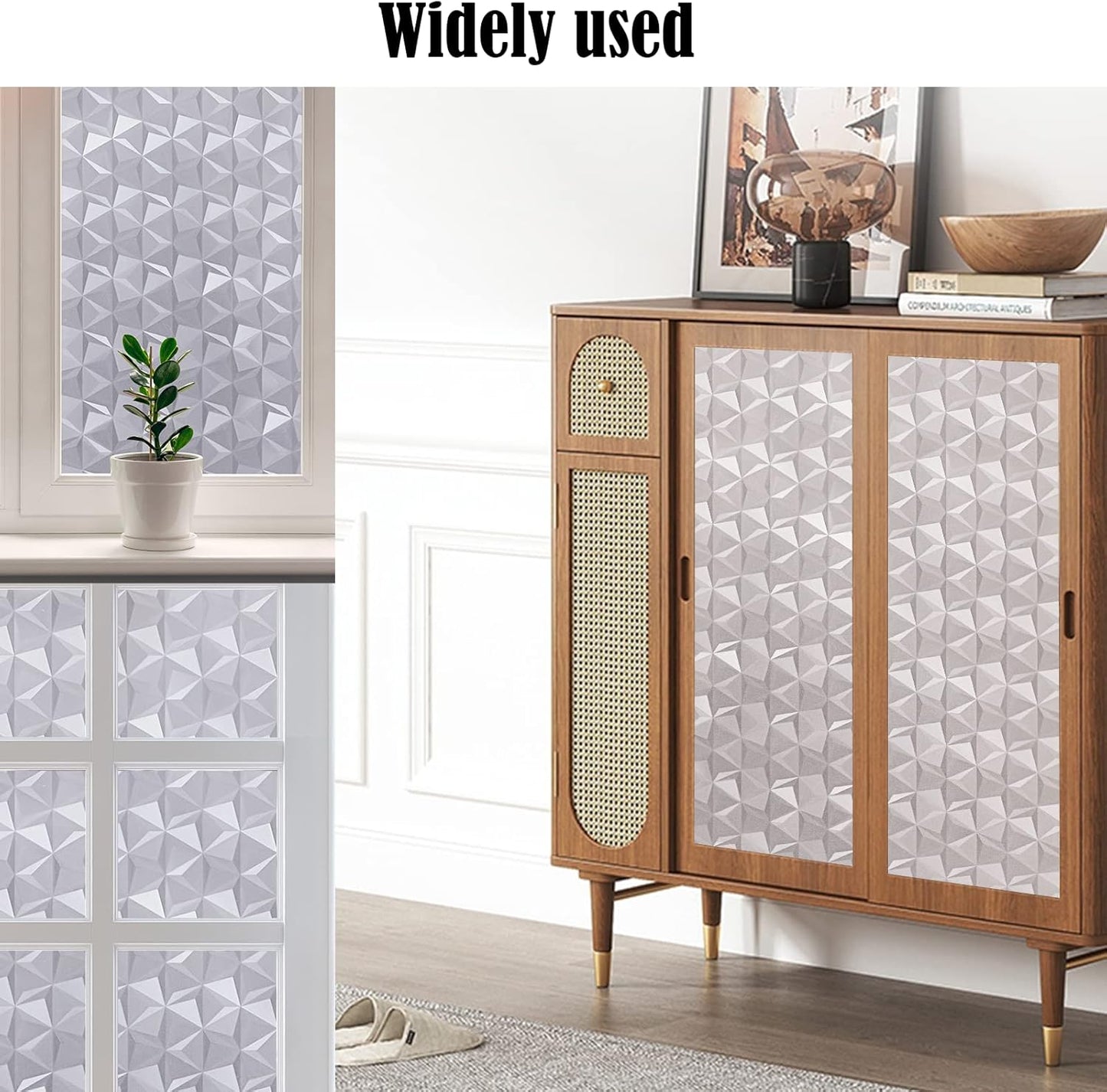 Niviy 3D No Glue Static Cling Window Films Privacy Cut Glass Window Sticker for Bathroom Office Kitchen Window Decor 11.8"x 78.7", Frosted