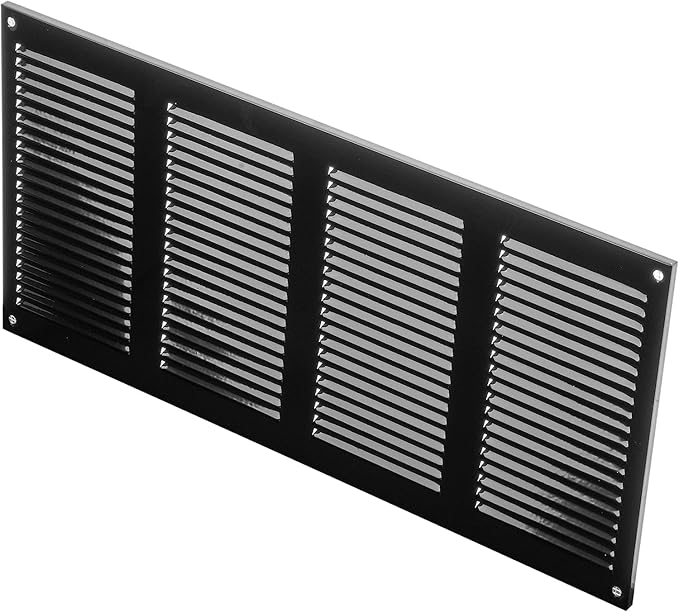 Repa Market 2-Pack Air Vent Cover 16x8 Inch (Outer Dimensions) Black Galvanized Steel Louvered Grill Cover with Mesh Screen/Wall or Ceiling Vent/HVAC Register for Indoor and Outdoor Ventilation