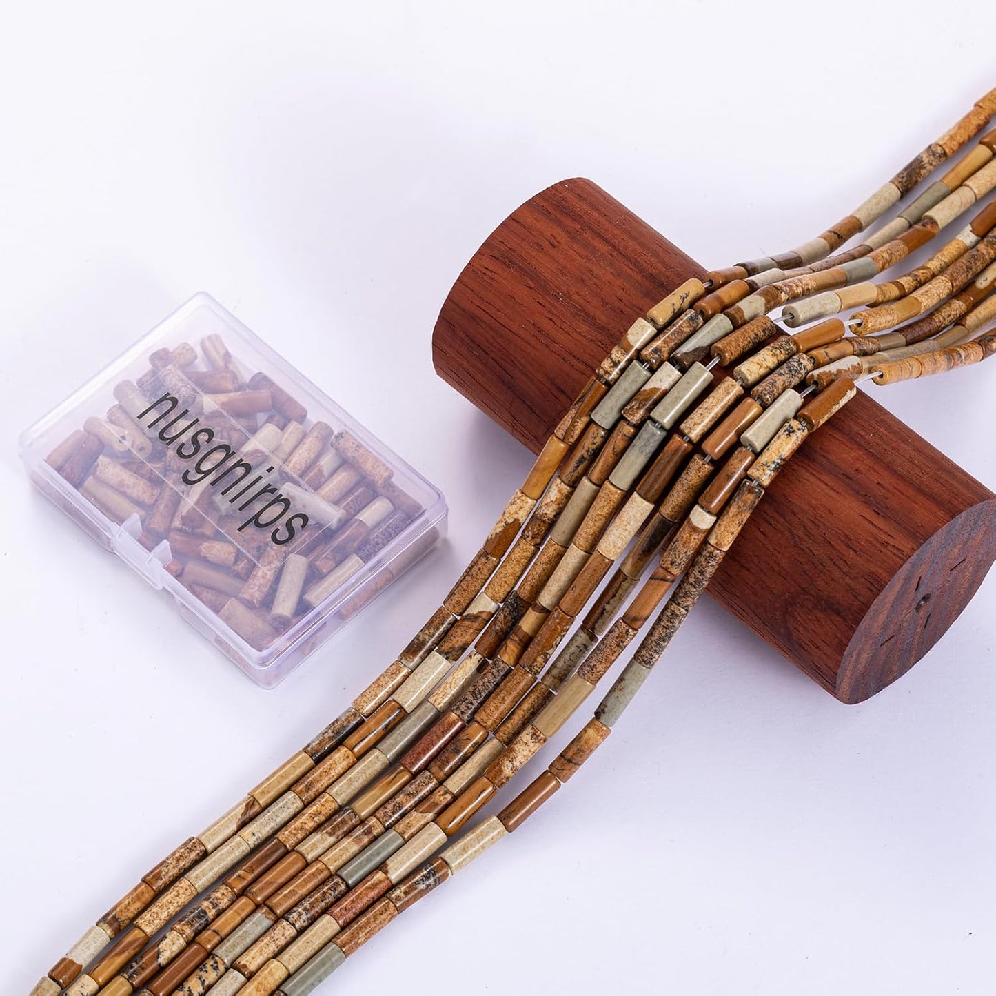 Natural Blown Picture Stone Cylinder Tube Beads 4x13mm 38cm/str Loose Semi Gemstone Stone Beads for Making Bracelets Necklace Earrings