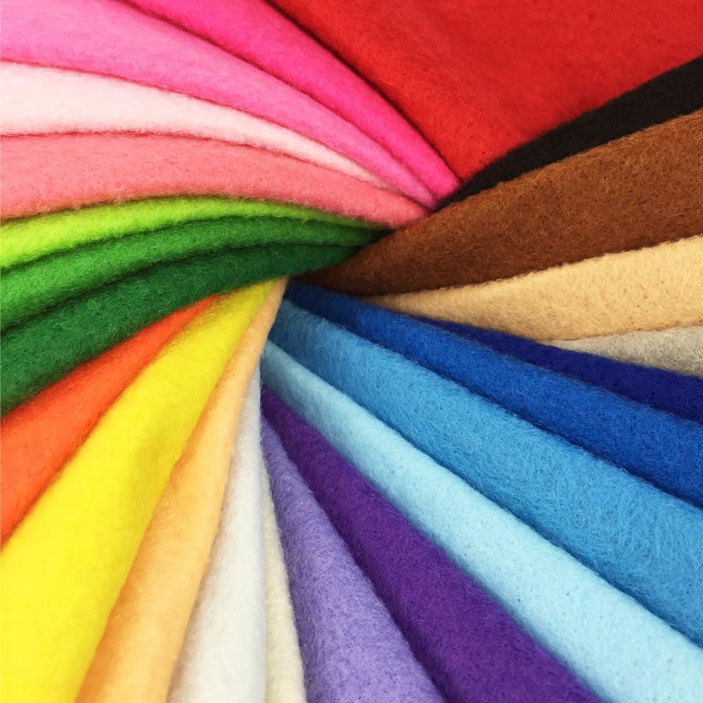 24pcs Thick 1.4mm Soft Felt Fabric Sheet Assorted Color Felt Pack DIY Craft Sewing Squares Nonwoven Patchwork (20 * 30cm)