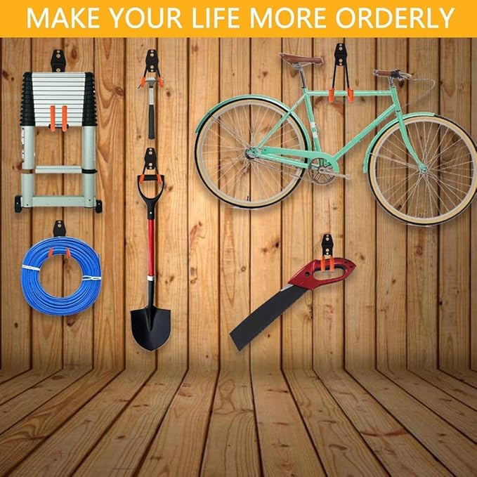 Intpro 12pack Steel Garage Storage Utility Double Hooks Organizer Heavy Duty Wall Mount Tool Holder for Organizing Power Tools Ladders Bulk Items
