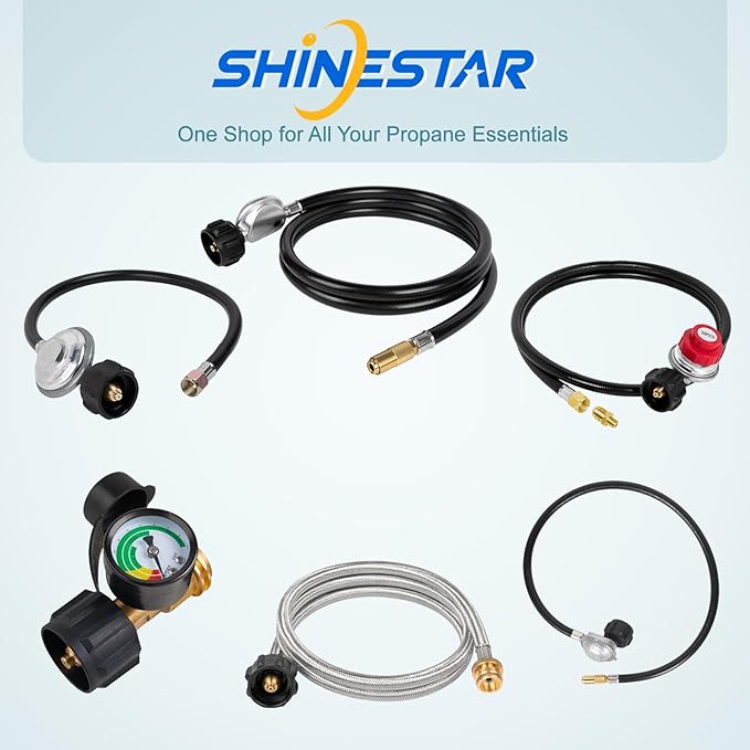 SHINESTAR 6 Feet Propane Regulator and Hose for Blackstone 17 & 22 Inch Tabletop Griddle, Connect to 5-20 LB Propane Tank