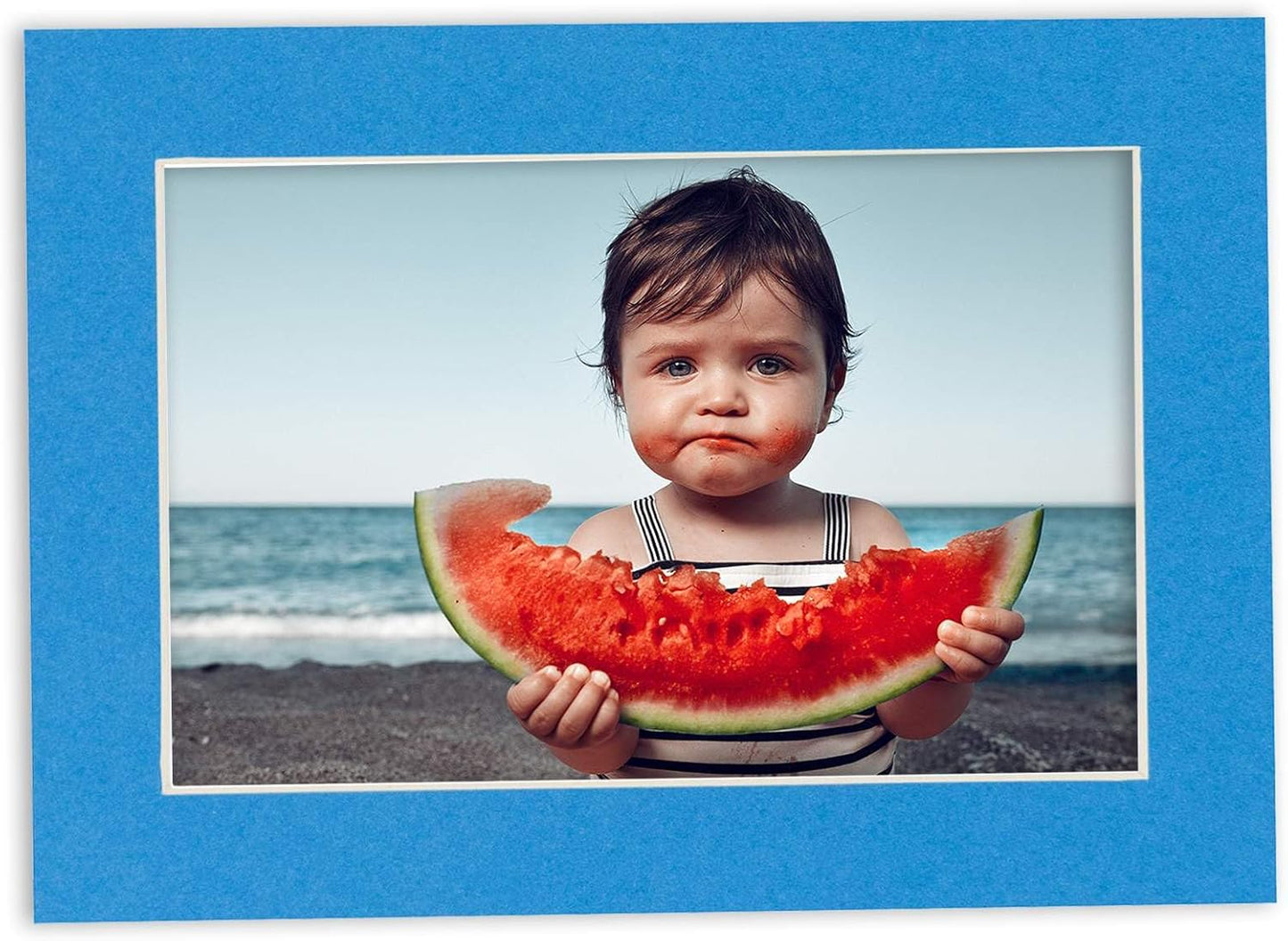 5x7 Mat for 8.5x11 Frame - Precut Mat Board Acid-Free Bay Blue 5x7 Photo Matte Made to Fit a 8.5x11 Picture Frame, Premium Matboard for Family Photos, Show Kits, Art, Picture Framing, Pack of 100 Mats