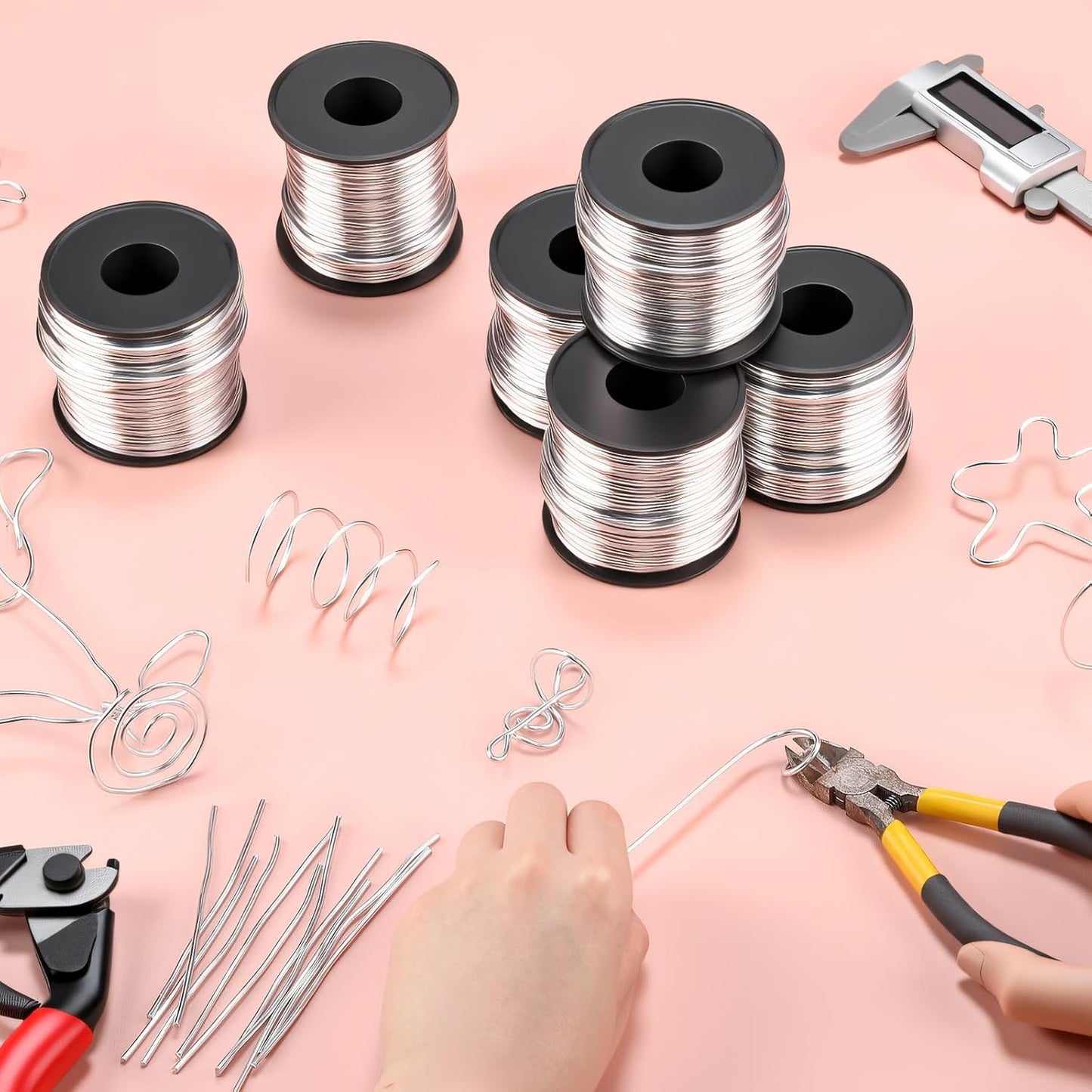 Gisafai 6 Roll 12 Gauge Aluminum Wire for Crafts 100 Feet 2 mm Metal Bendable Aluminum Wire for Jewelry Making, DIY Crafts, Wreath Making, Beading, Floral