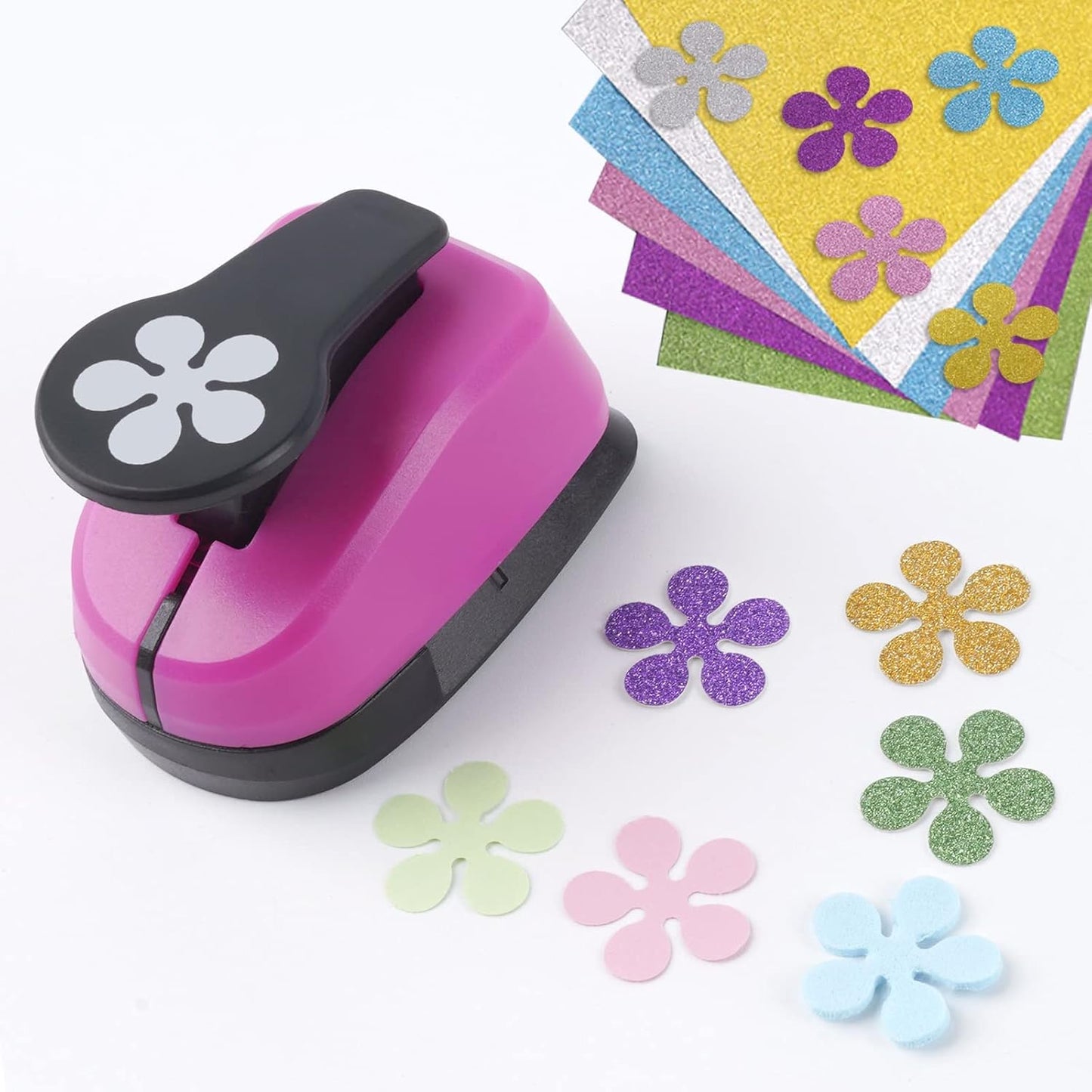 Heart Punch, Flower Hole Punches, Flower Punch, Flowers Paper Punches, 1 inch Hole Puncher for Crafts, 6PCS Flowers Shape Hole Puncher, Heart PaperPunch, Star HolePunch for Scrapbooking