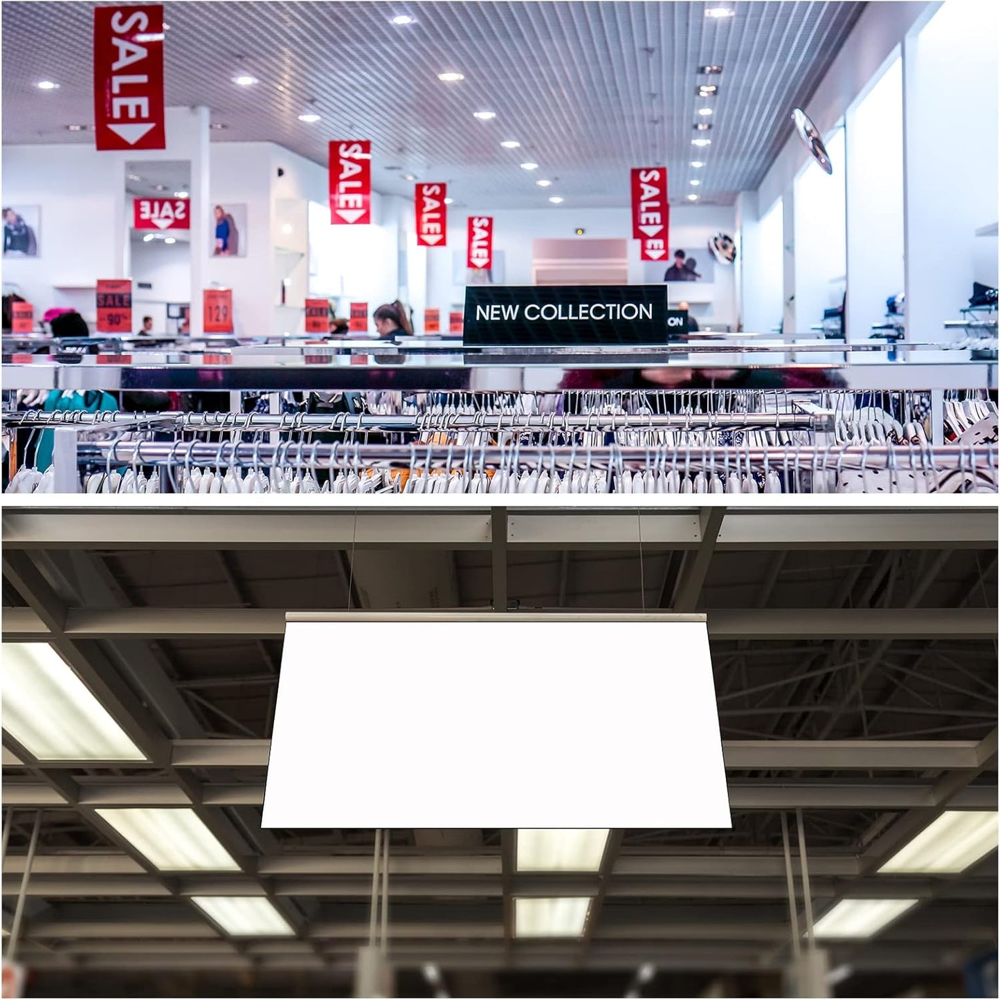 MECCANIXITY PVC Poster Hanger Rail Poster Strip Bar 25cm/10inch Clear with Clips for Poster, Map, 4 Set