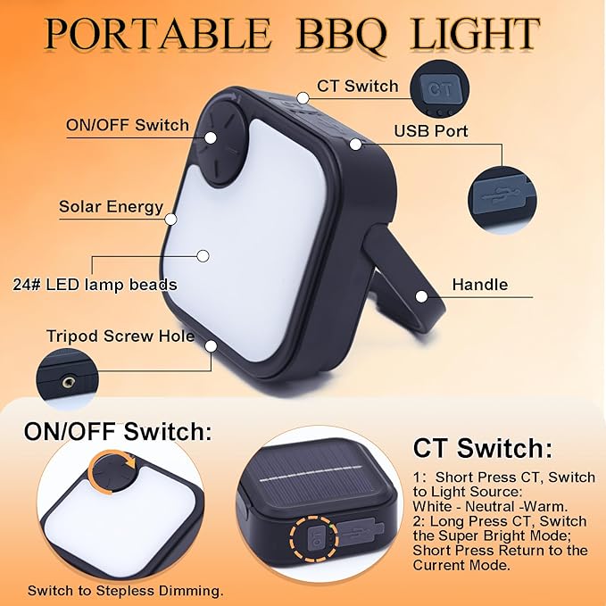 Rechargeable BBQ Grill Lights for Outdoor Grill, Magnetic Grill Lights for Outdoor Barbeque (BBQ Grilling Gifts)