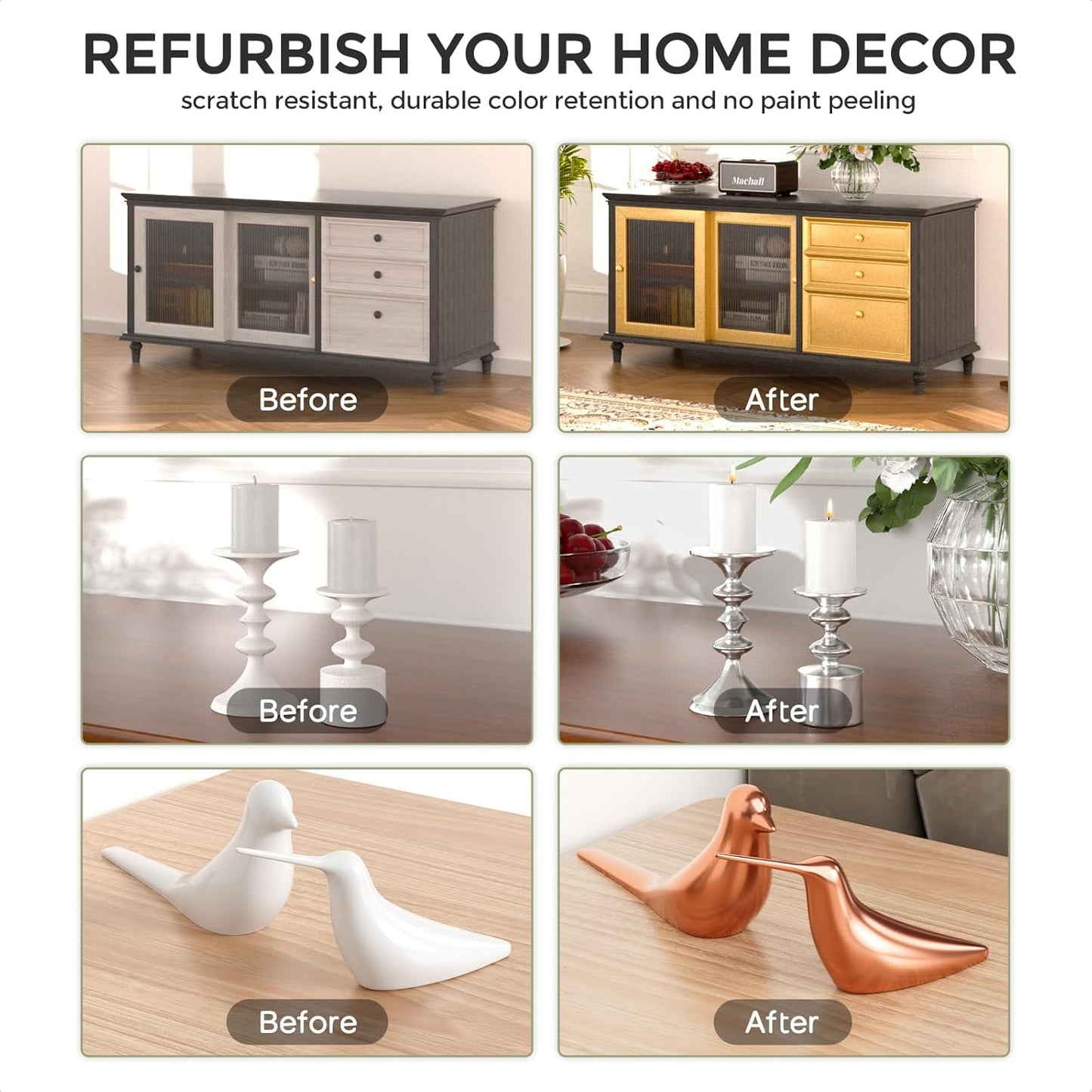 Nicpro Large Acrylic Paint Metallic, 3 Colors Gold, Silver, Copper 101.4oz/3000ml Gold Leaf Paint, Non Toxic, Non Fading for Art Painting, Handcrafts, Multi-surface, Canvas, Wood, Clay Metal Furniture