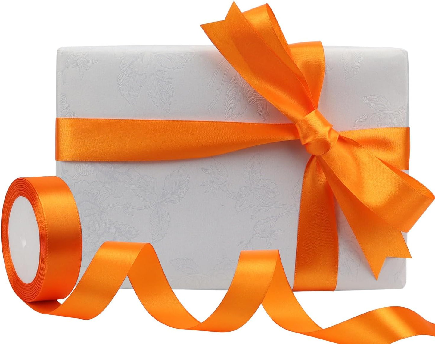 Orange Solid Satin Ribbon 1 Inch 25 Yards Solid Polyester Fabric Ribbon for Gift Wrapping Wedding Christmas Baby Shower Birthday Party Decoration Handmade Immortal Flower Craft