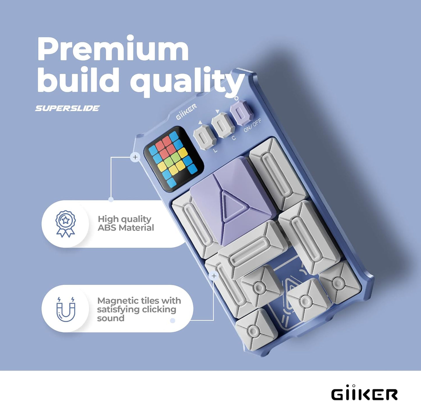 GiiKER Super Slide Puzzle Games, Original 500+ Challenges Brain Teaser Puzzle, Toys for Kids, Travel Games Birthday Gifts Easter Stocking Stuffers for Boys Girls, Activities for Road Trips - Lavender