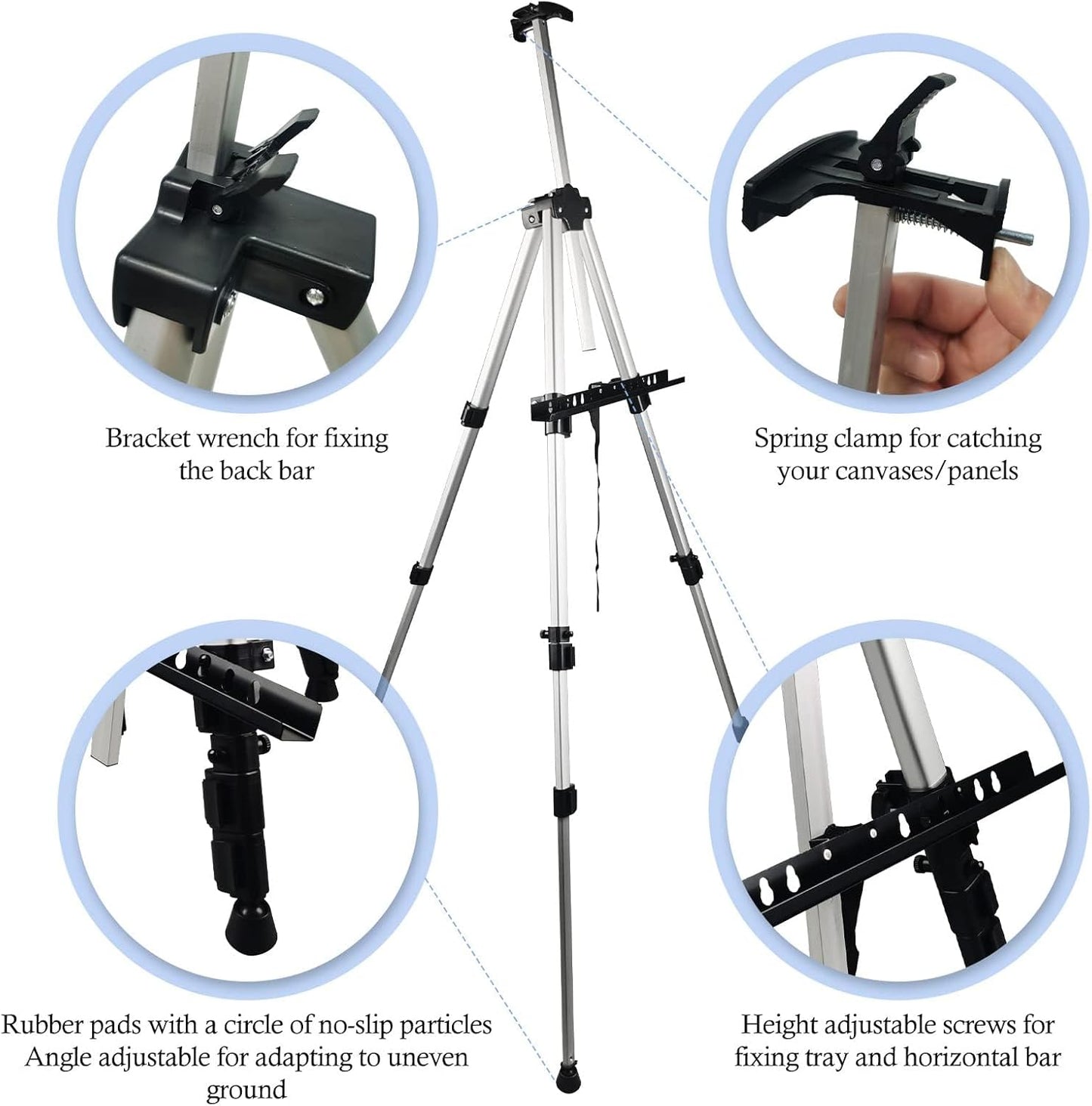 Art Artist Easel Stand for Painting,Portable Adjustable Easels for Painting Canvases Height from 17 to 66 Inch - Carry Bag for Table-Top/Floor Displaying and Wedding Sign,White