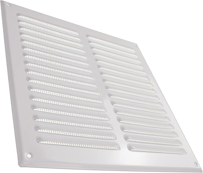 Vent Systems 10 x 10 Inch (Inner) White Vent Cover - Square Metal HVAC Return Air Grille with Mesh Screen - Register Wall Vent Duct Grill - Outdoor, Indoor, Crawlspace - Exhaust Ventilation Grill