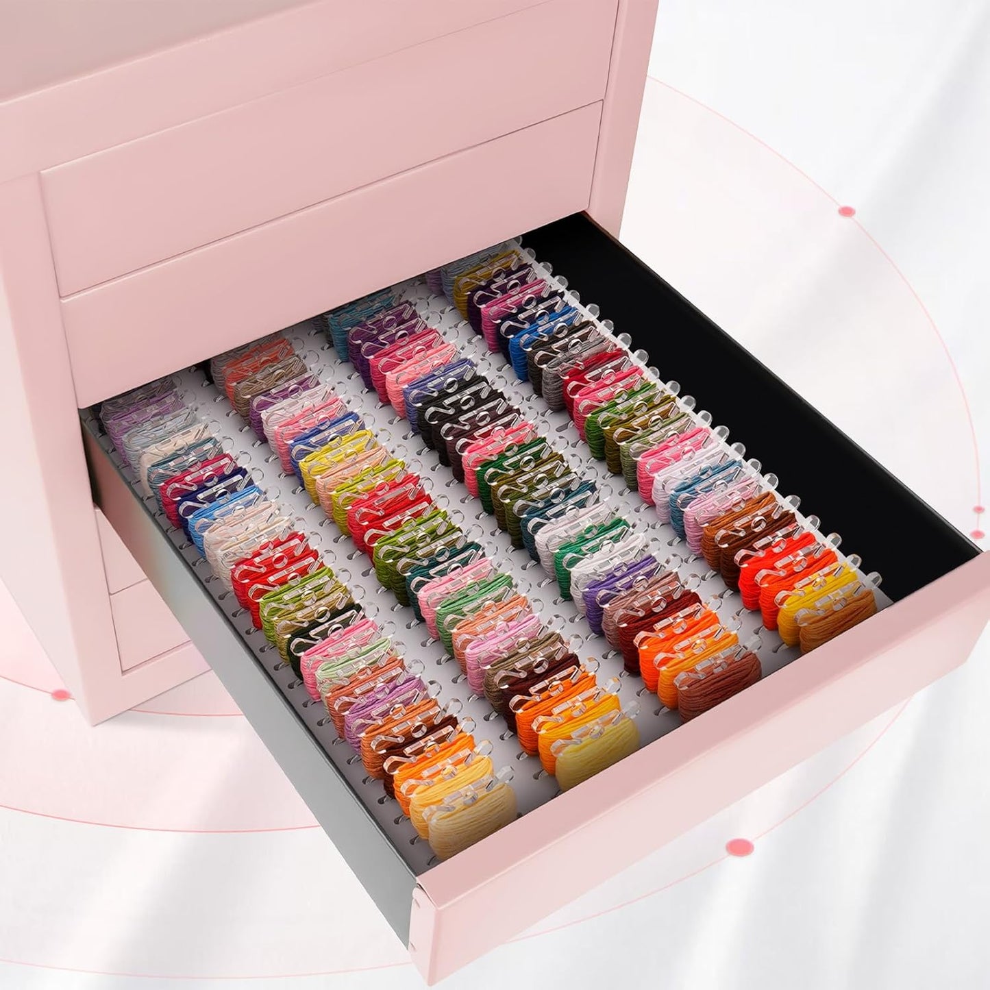 2 Pack PVC Foam Board Inserts for Drawer, Embroidery Floss Storage Organizer-Holds 216 3mm Bobbins, Embroidery Thread Holder for Cross Stitcher Storage(Bobbins are Not Include)