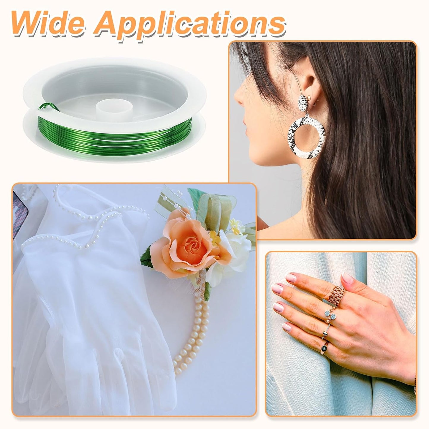 HARFINGTON 8ft Jewelry Wire, 20 Gauge (0.8mm) Brass Craft Soft Metal Tarnish Resistant Copper Beading Wire for Jewelry Making Supplies Crafting, Green