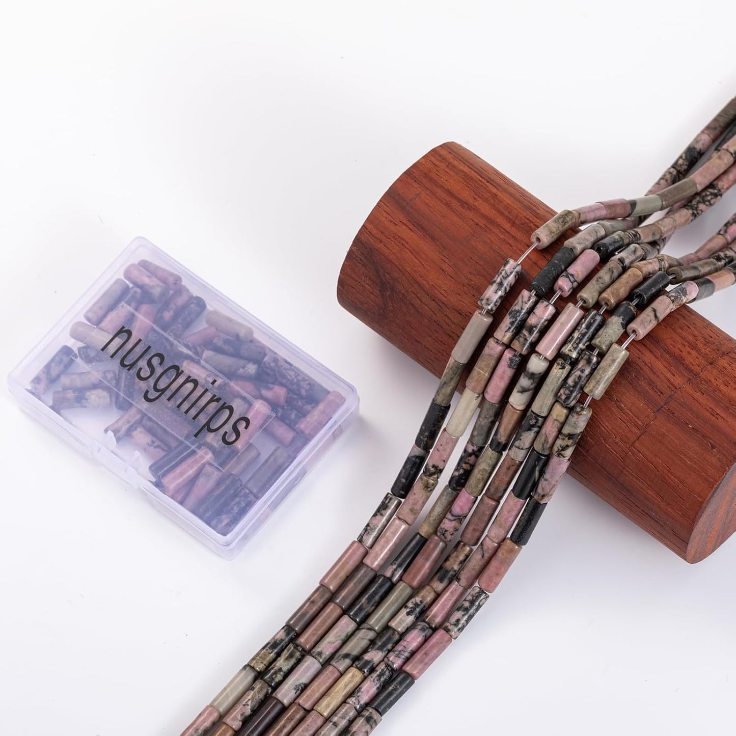 Natural Rhodochrosite Cylinder Tube Beads 4x13mm 38cm/str Loose Semi Gemstone Stone Beads for Making Bracelets Necklace Earrings