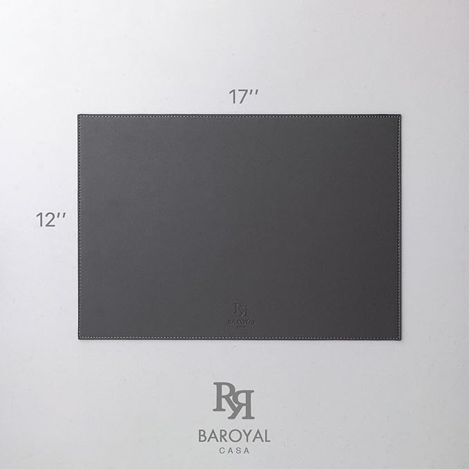 Faux Leather Placemats Set of 6 Vinyl Washable Wipeable Table Mats for Kitchen Dining Table Heat Resistant Waterproof Modern Indoor/Outdoor Placemats Non-Slip Easy Clean Place Mats (Dark Gray)