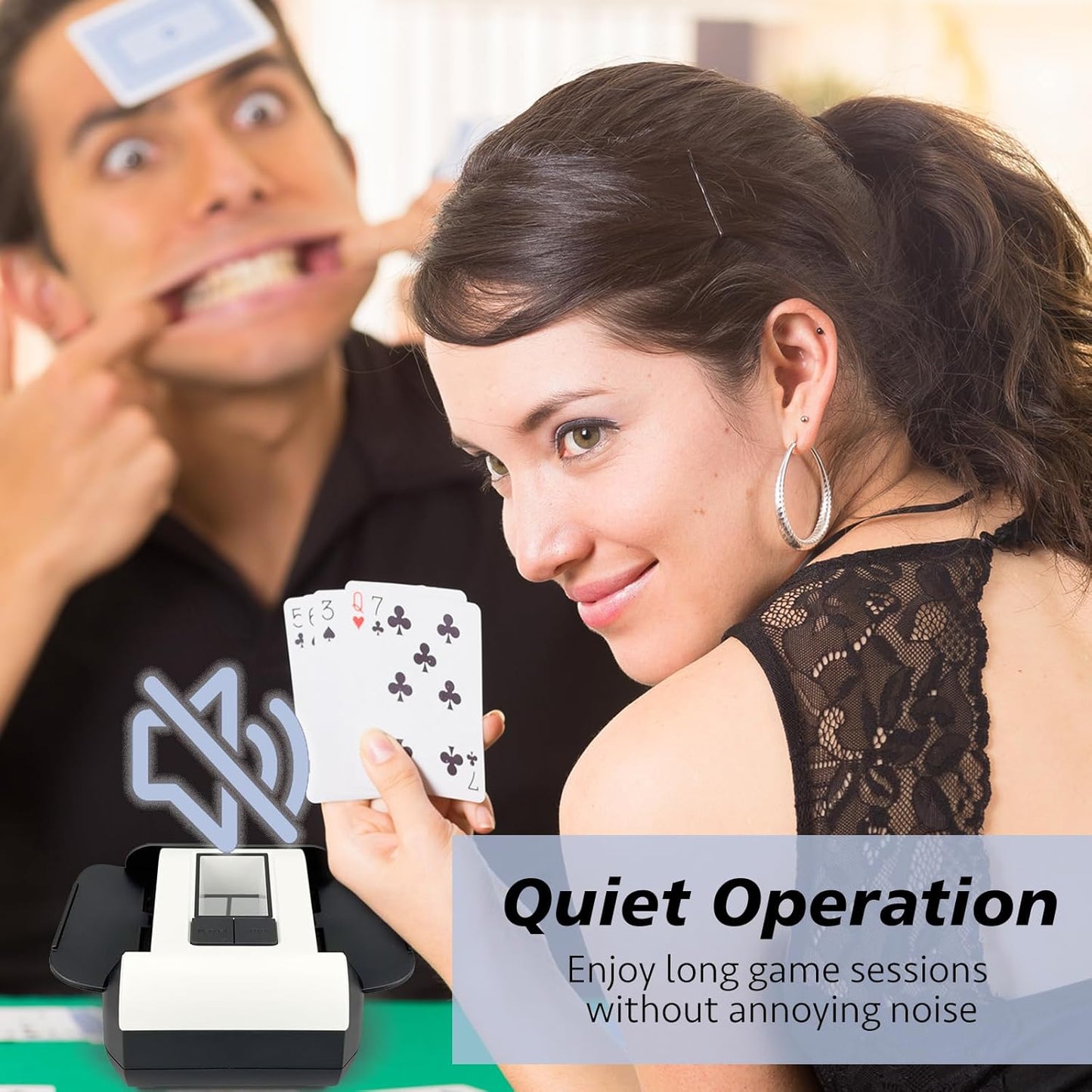 Automatic Card Shuffler,One-Press Auto & Manual Modes,Electric Shuffling for 1-2 Decks,Low Noise,Rechargeable & Portable,Ideal for Poker,UNO,Blackjack,Skip Bo,Phase 10,Crazy 8 (Black)