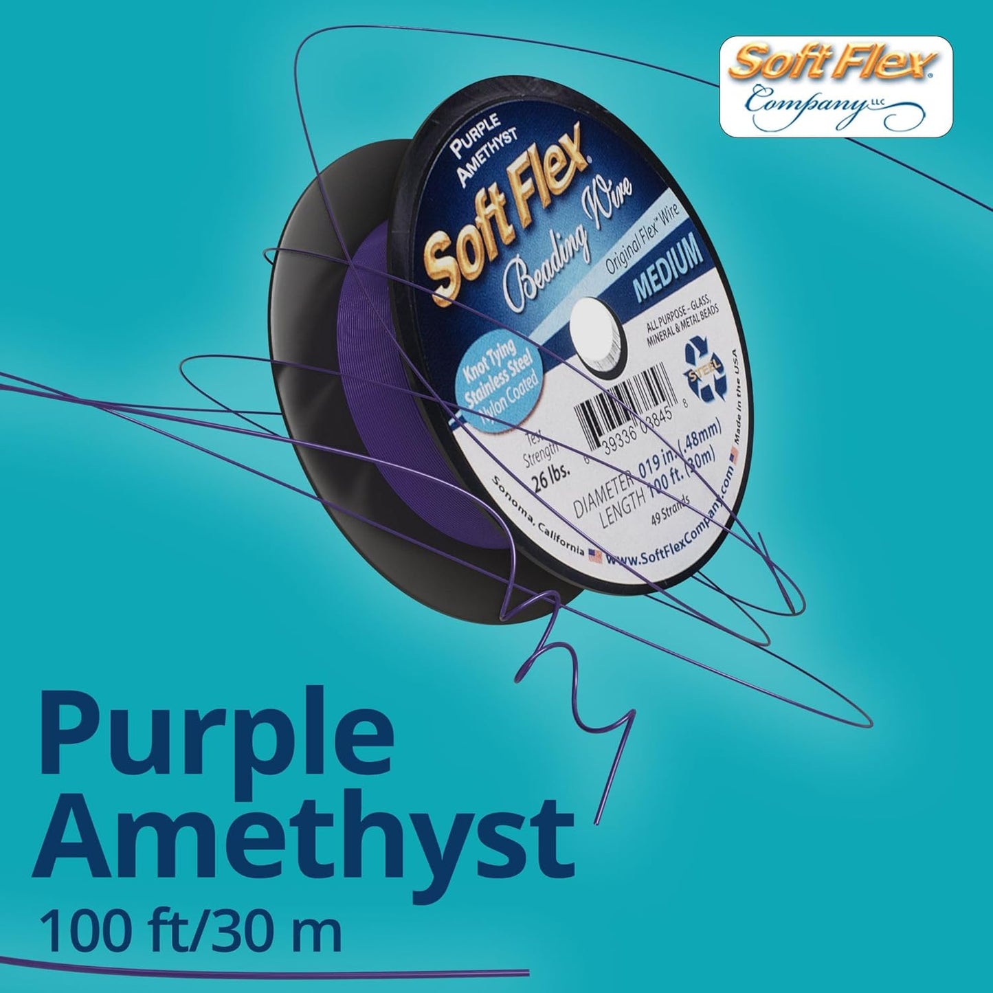 Soft Flex 49 Strand Beading Wire - Medium 0.19 Diameter - 100 Feet Nylon Design Wire