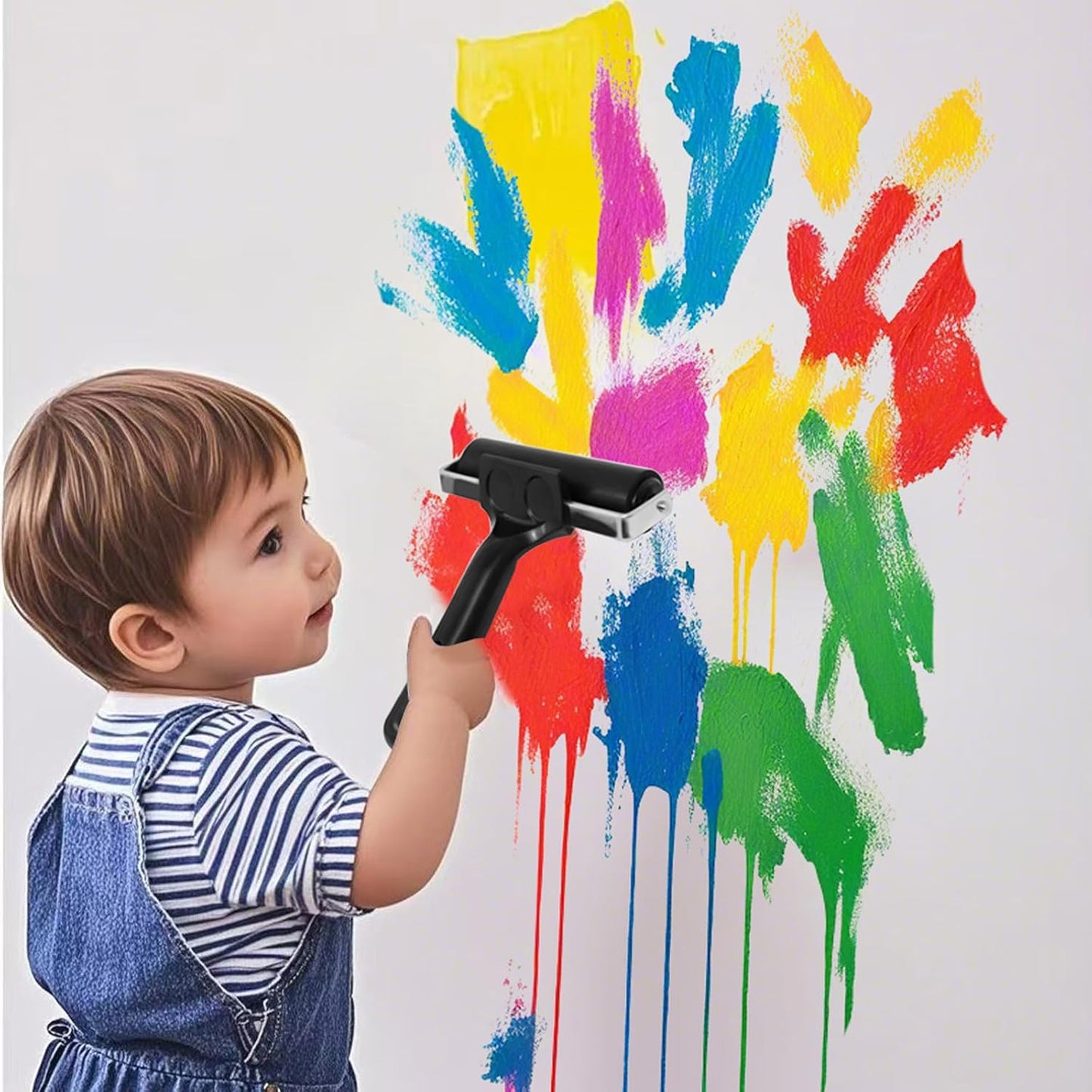 2 Pack Brayer Roller,Professional Rubber rolles ,Handle Comfortable ,for Crafting,Printmaking, Ink, Gluing and Stamping Tools (4+2.4inch)Black