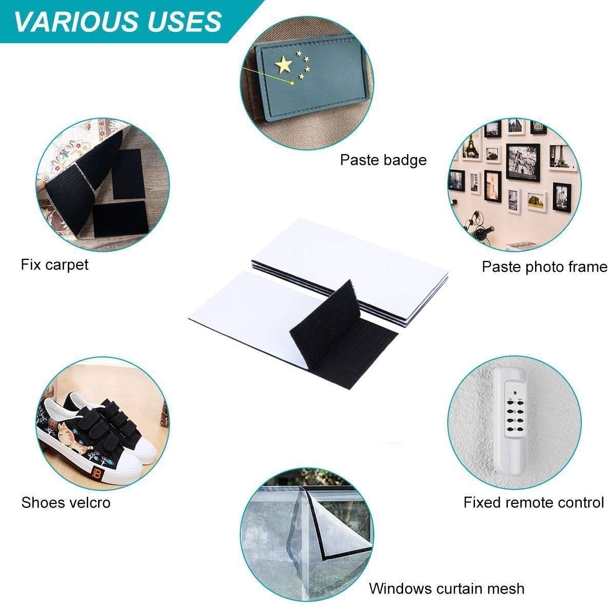 BRAVESHINE Industrial-Strength Self Adhesive Hook and Loop Roll - 1.2 Inch 16.5FT Double Sided Hook and Loop Strips Fasteners Tape for Sewing, Pedal Board, Mounting or Hanging Items - Black Tapes