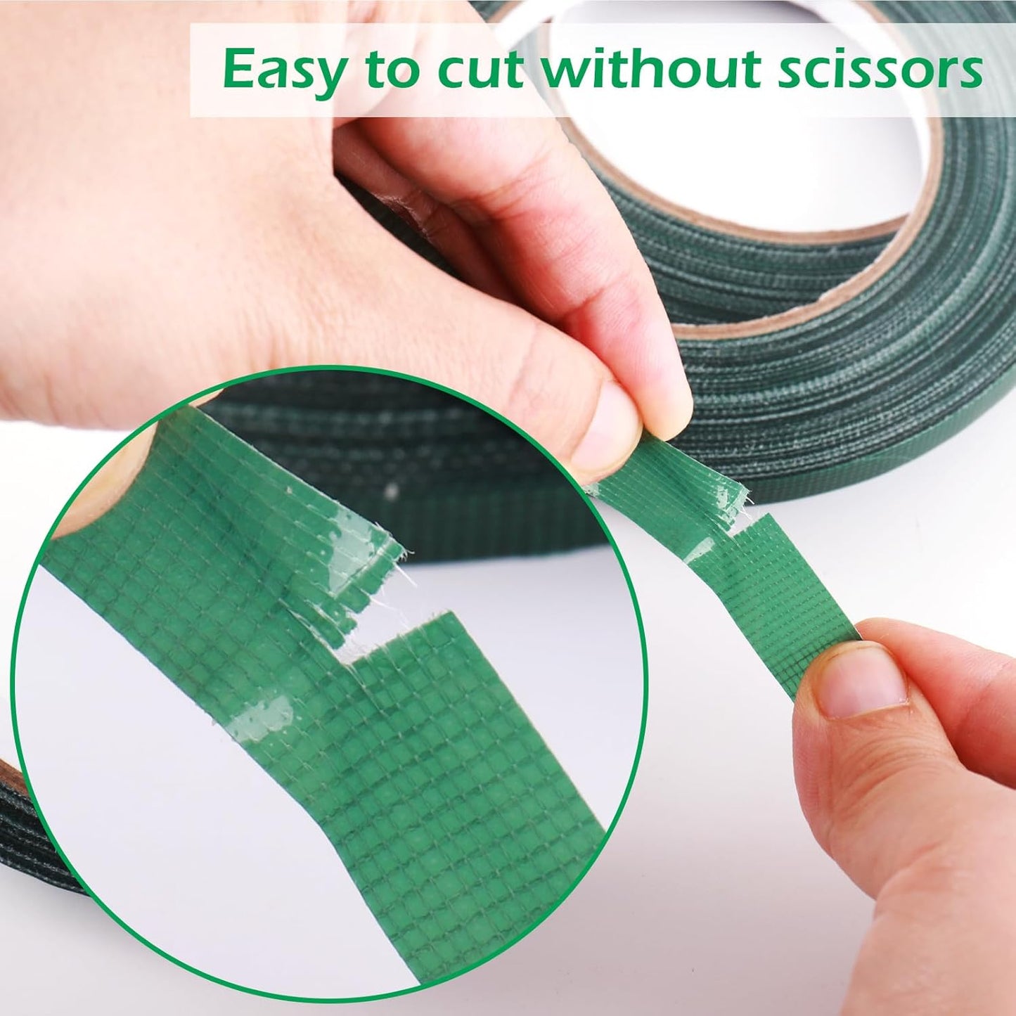 GLAMFIELDS Floral Tape Green, Flower Wrap Adhesive Waterproof Tape for Bouquets 0.26" (60 Yd/180 Ft) - 1 Roll/Green