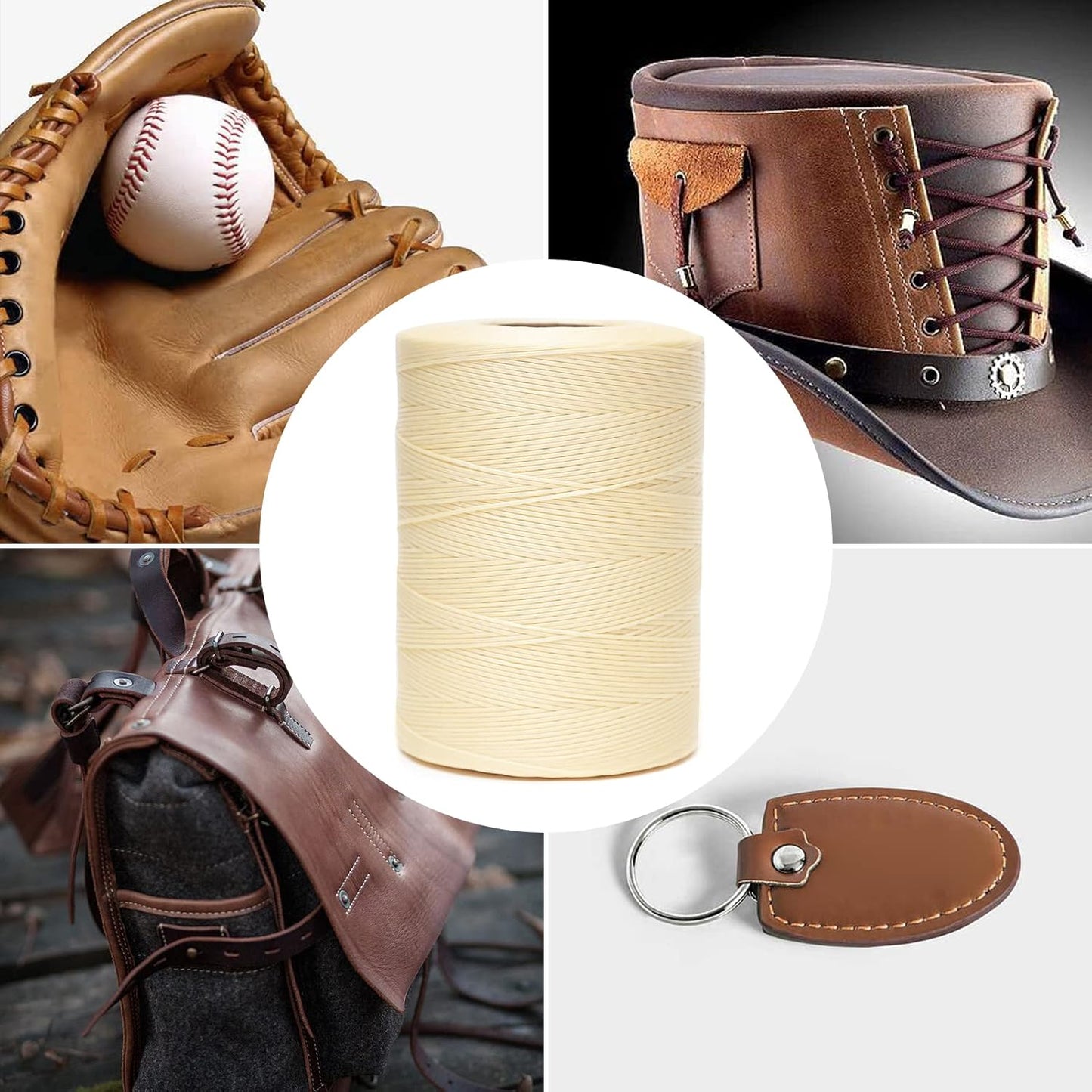 Waxed Thread,852Yards 150D 0.8mm Flat Polyester Wax Thread for Hand Sewing Leather Craft DIY Projects Shoes Repair Book Binding(Yellow Orange)