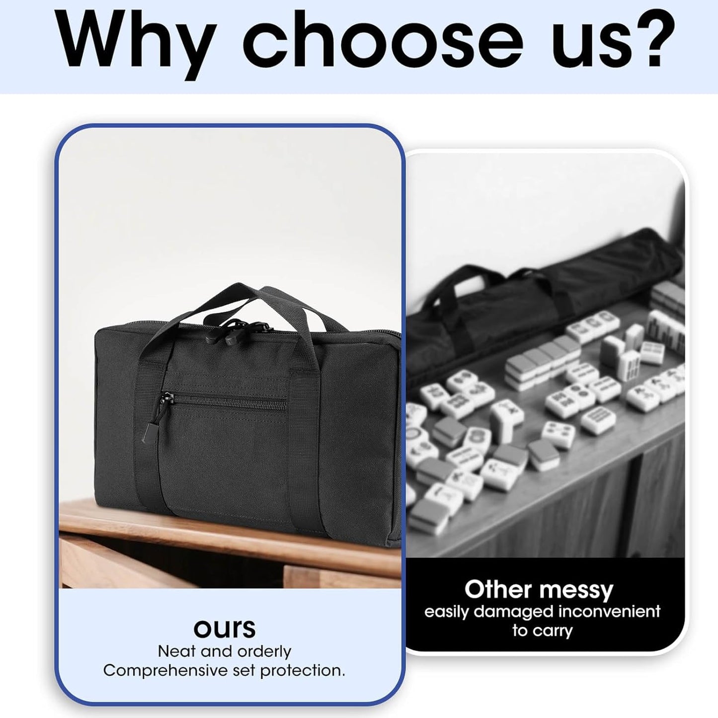 Chinese Mahjong Tile Set,144 Tiles White Green Melamine Tiles with Carrying Travel Case,Portable Mahjong Game Set