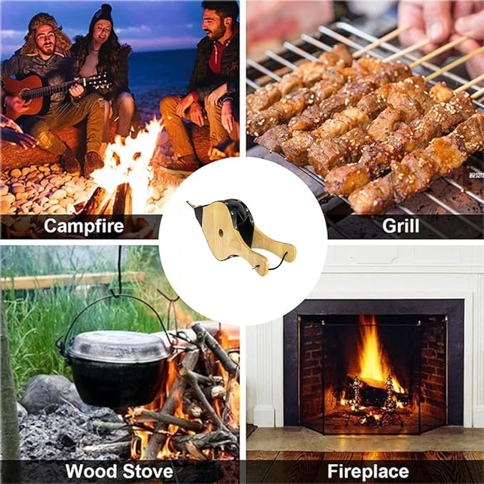Fireplace Bellows Indoor 17"x 7.5" Large Wood Fire Blower with Hanging Strap BBQ Grill Chimney Hand Bellow Pump
