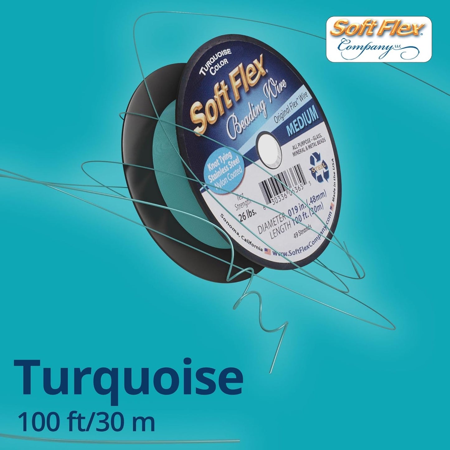 Soft Flex 49 Strand Beading Wire - Medium 0.19 Diameter - 100 Feet Nylon Design Wire