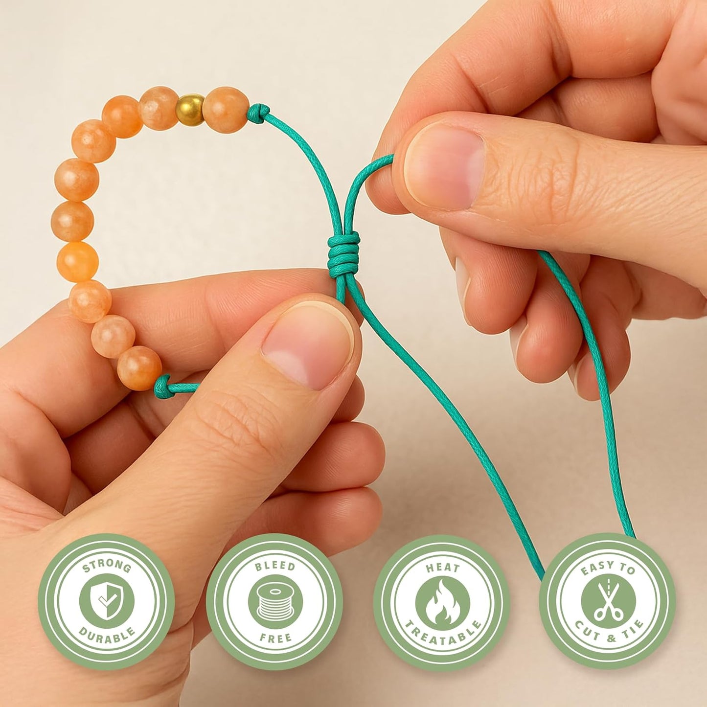 Mandala Crafts 2mm 109 Yards Cream Cotton Waxed Cord for Jewelry Making Bracelet Cord Waxed String - Beading String Thread Jewelry Cords for Necklaces String