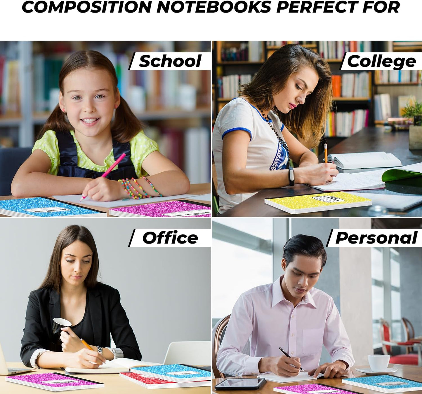 Rosmonde 1000 Pack (Pallet) Composition Notebooks Bulk, Wide Ruled, Pallet of Composition Notebooks, 200 Pages (100 Sheets), 9-3/4 x 7-1/2, Bulk Notebooks for School & Office, 4-7 Days Transit