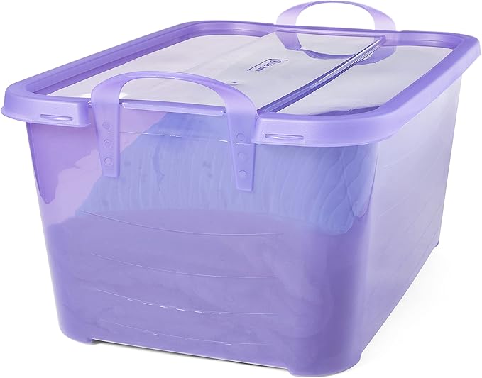 Life Story 6 Pack Light Duty Stackable Storage Bin, 55 Quart Home Organizer, Versatile Lightweight Locking Bins with Carrying Handles, Purple