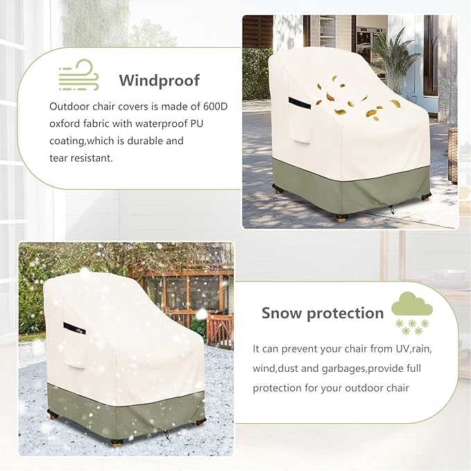Outdoor Chair Covers 4 Pack 28 W x 31 D x 36 H inches,600D Heavy Duty Waterproof Adirondack Chair Cover,Outdoor Furniture Covers for Lawn/Garden Chiar