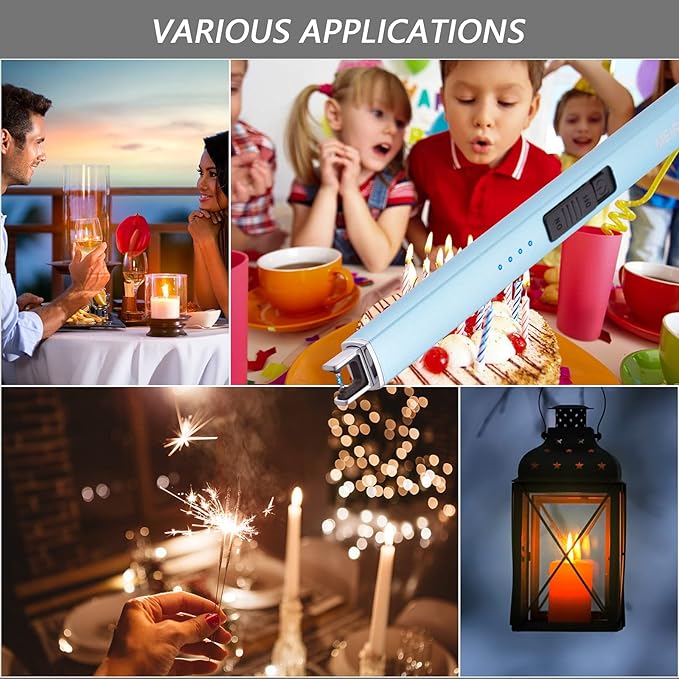 MEIRUBY Electric Candle Lighter, Christmas Stocking Stuffers Gifts for Women Mom Men Wife Sister, USB Arc Rechargeable Windproof Long Lighter for Candle BBQ Housewarming Birthday Gifts Idals