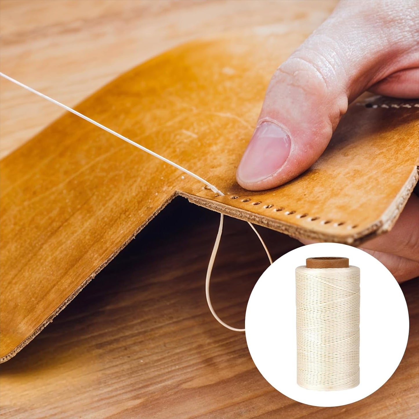 Waxed Linen Thread, 285 Yards 0.8MM 150D Polyester Leather Sewing Waxed Thread for Leather Craft, Bookbinding, Shoe Repair, DIY Projects