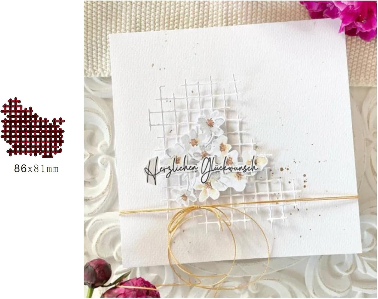 Lapoo 3D Backgrounds Frame Metal Cutting Die for Scrapbooking, New Cutting Dies DIY Album Card Making Decor Paper Craft Metal Die Cuts Party Wedding Decorations (Tartan 3.4 x 3.2 in)