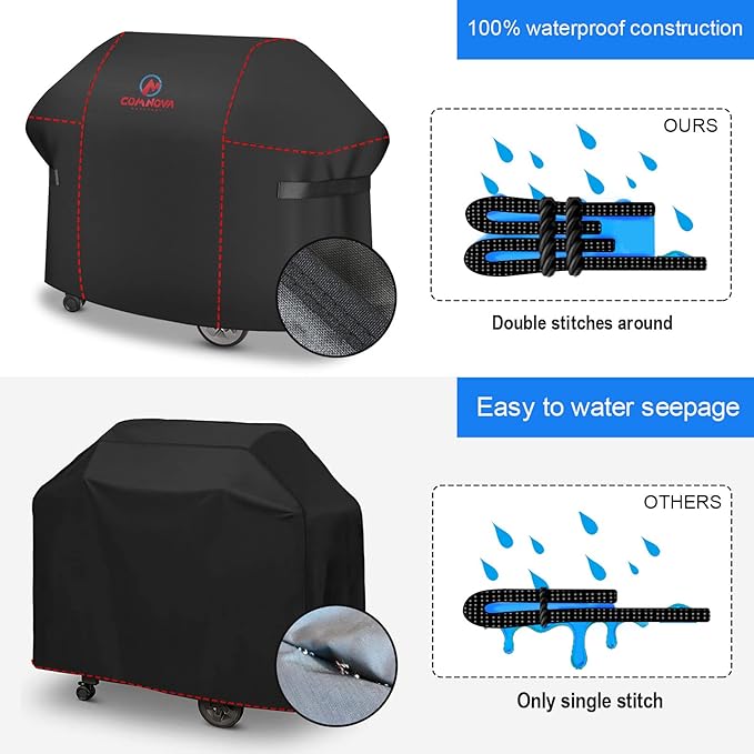 Comnova Grill Cover 65 Inch - 7131 BBQ Cover for Weber Genesis 400 Series and 4 Burner Gas Grill, 600D Heavy Duty & Waterproof Cover for Weber Genesis E435, E410, E440 (Not Fit 2022 Genesis E-435)