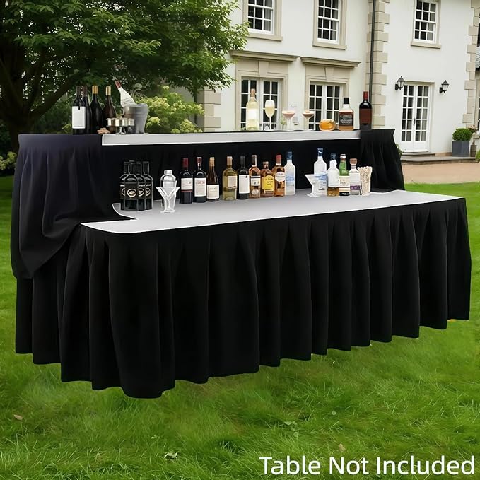 Bar Top Riser Tables Bar Riser with Skirt Mobile Folding Table Foldable Portable Risers for Banquet Events Home Party Picnics Restaurants(Table Not Included)(White,8 ft)