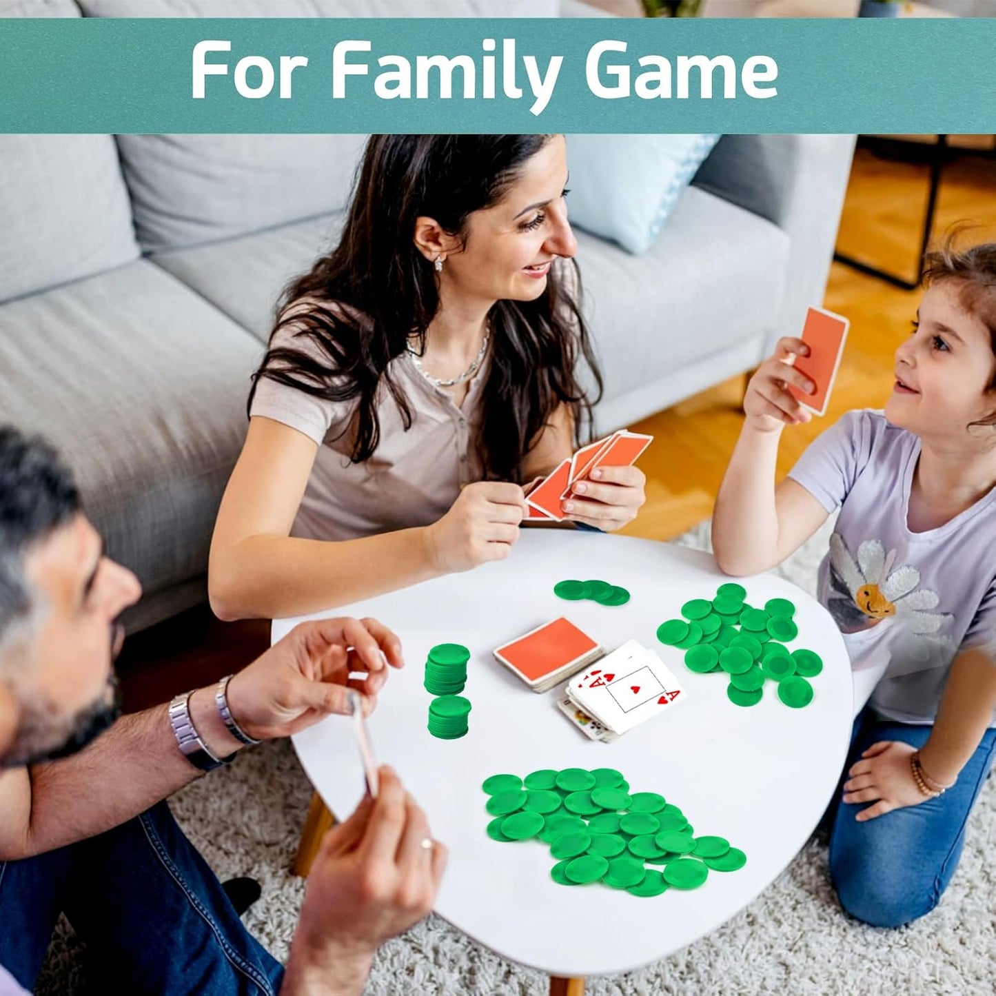 Coopay 1000 Pieces Plastic Poker Chips, Bingo Chips Bulk Learning Counters Disks Poker Card Game, Counting Markers for Math Practice, Game Tokens and Teaching Rewards, 25 mm/ 1 Inch (Green)