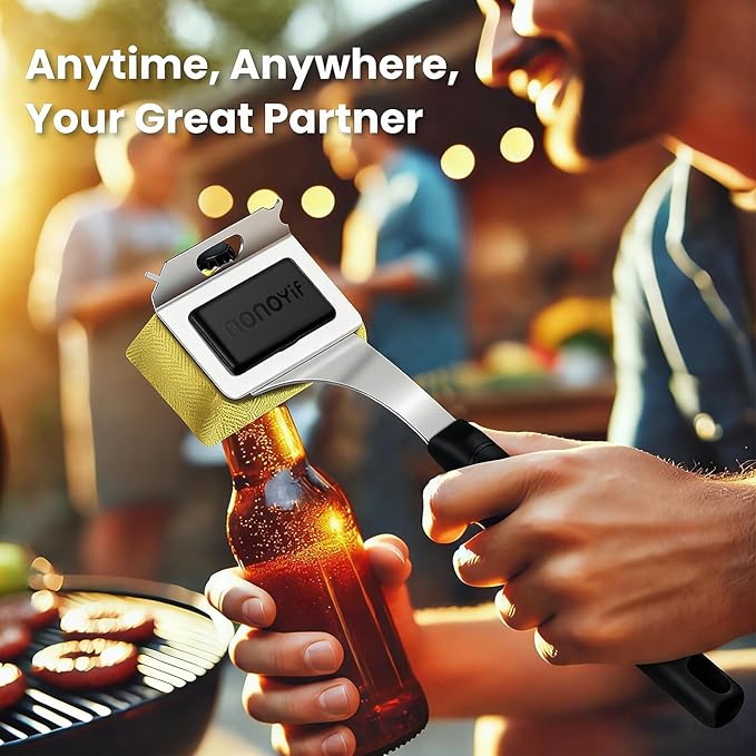 Grill Brush Bristle Free + 5 Replaceable Pads, Grill Cleaner Brush for Outdoor Grill, Steam Grill Brush and Scraper for Cast Iron/Stainless Steel Grates, BBQ Grill Brush, Gift for Men Dad