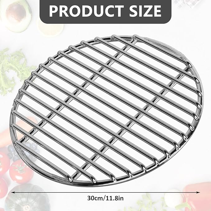 Grill Grates Replacement 13 Inch Heat-Resistant Stainless Steel Round Grill Grate, Portable Easy to Clean Baking Tray for Camping, Picnic, Garden