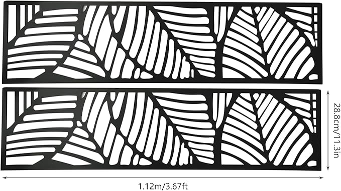 Metal Outdoor Divider 71x40'' Privacy Screens 6 Panels Privacy Fence with Leaf Pattern, Freestanding Decorative Privacy Screen for Patio Balcony Deck Garden Backyard (Model A)