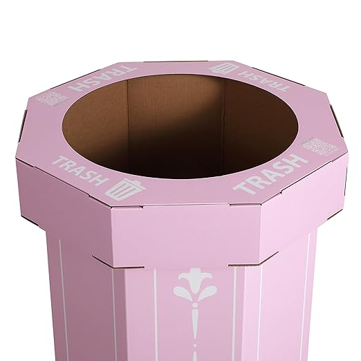 Eyely MPH1301D-SET2 Sal 25-Gallon Disposable Corrugated Cardboard Event Trash Can and Recycling Bin for BBQs, Beach, Parties & Events & Outdoor Activities, Bridal Pink (Set of 2)