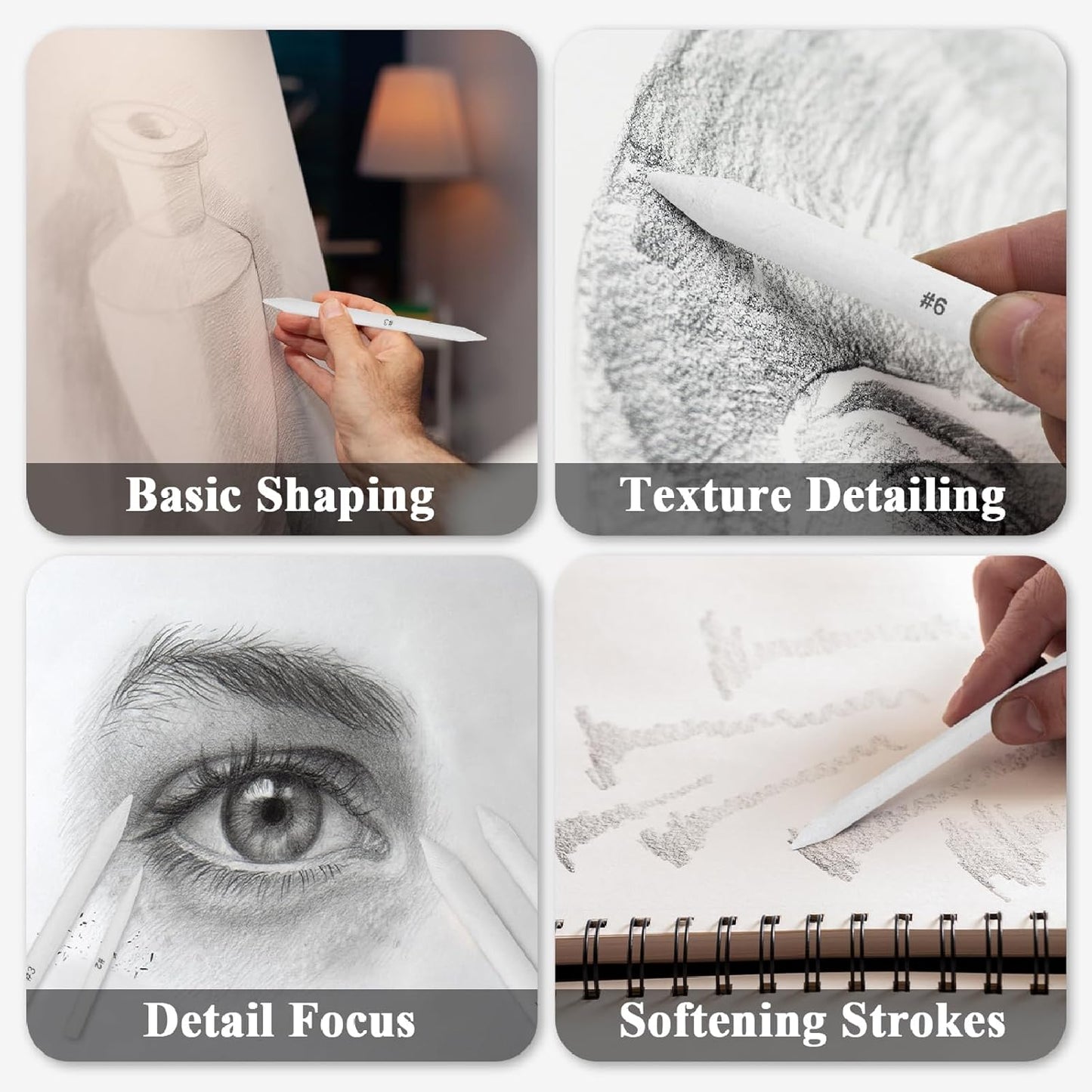 Aenir Blending Stumps for Drawing, Tortillons Blending Stumps Set of 13 Pack with Sandpaper Pencil Sharpener, Paper Art Blenders Tools for Charcoal, Graphite, Drawing Tools for Artists. (13)