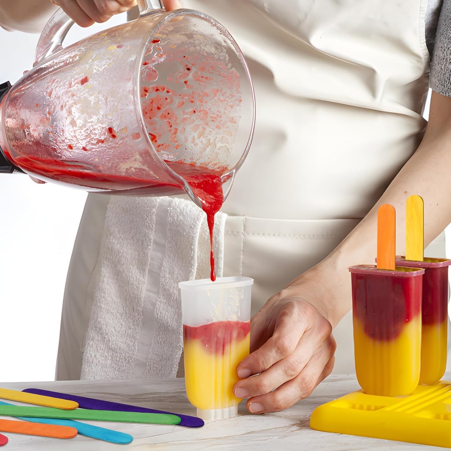 WISYOK 2000 Jumbo Rainbow Popsicle Sticks - 6 Inch Wooden Rainbow Craft Sticks, Great for DIY Craft Creative Designs and Children Education, Home Art Projects