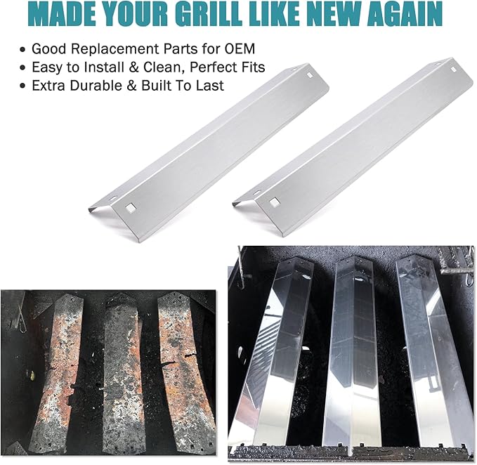 Criditpid Grill Replacement Parts for Char Griller 5050, 5650, 3001, 3030, 5072, 4000, King Griller 5252 Gas Grill, Cast Iron Grill Grates and Heat Plates Tent for Char-Griller Replacement Parts